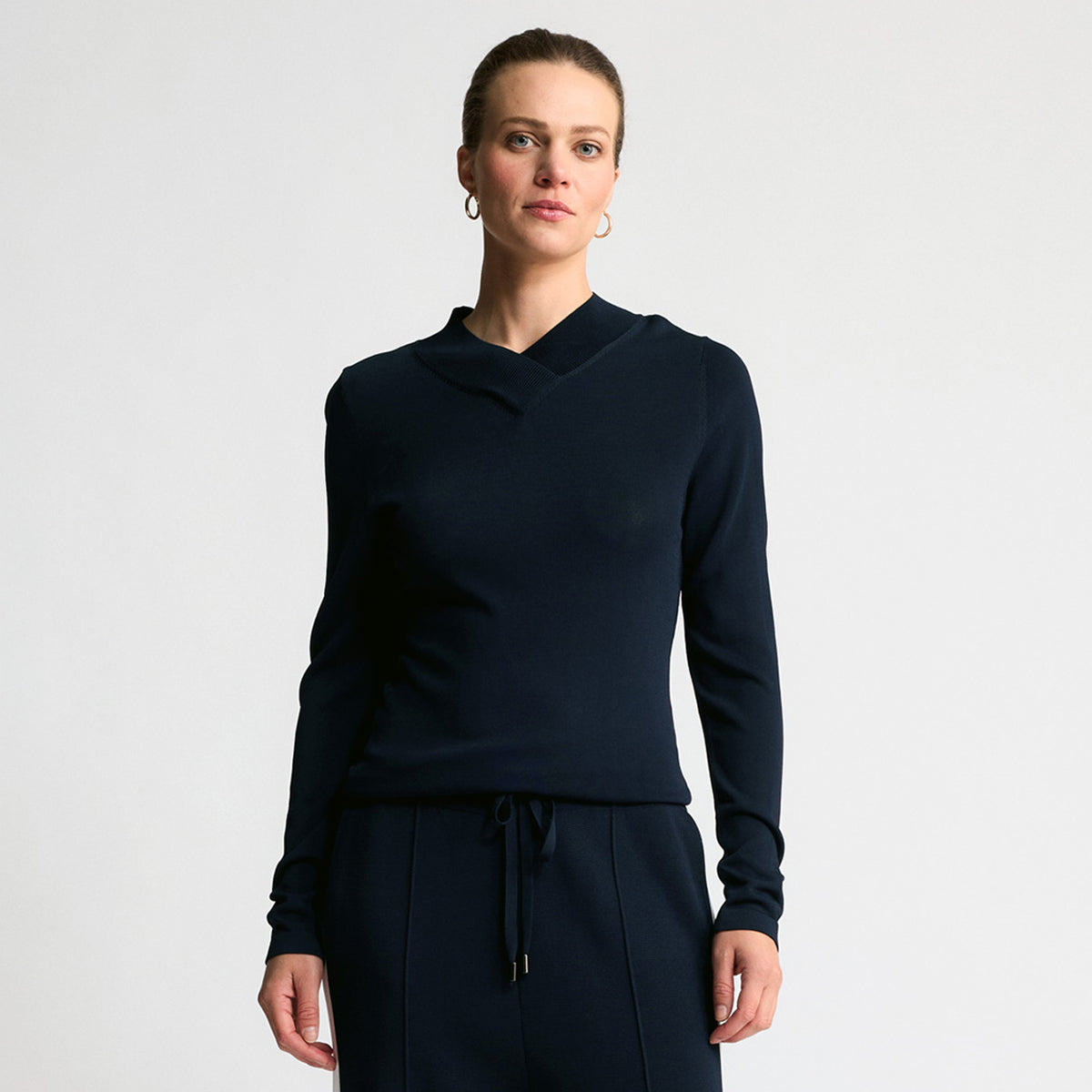 Base Layer Collar Wrap Knit | Navy