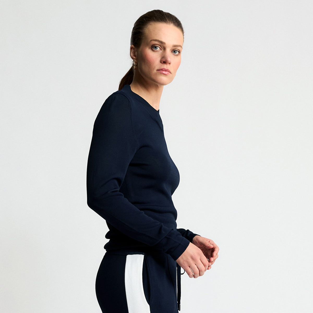 Base Layer Collar Wrap Knit | Navy