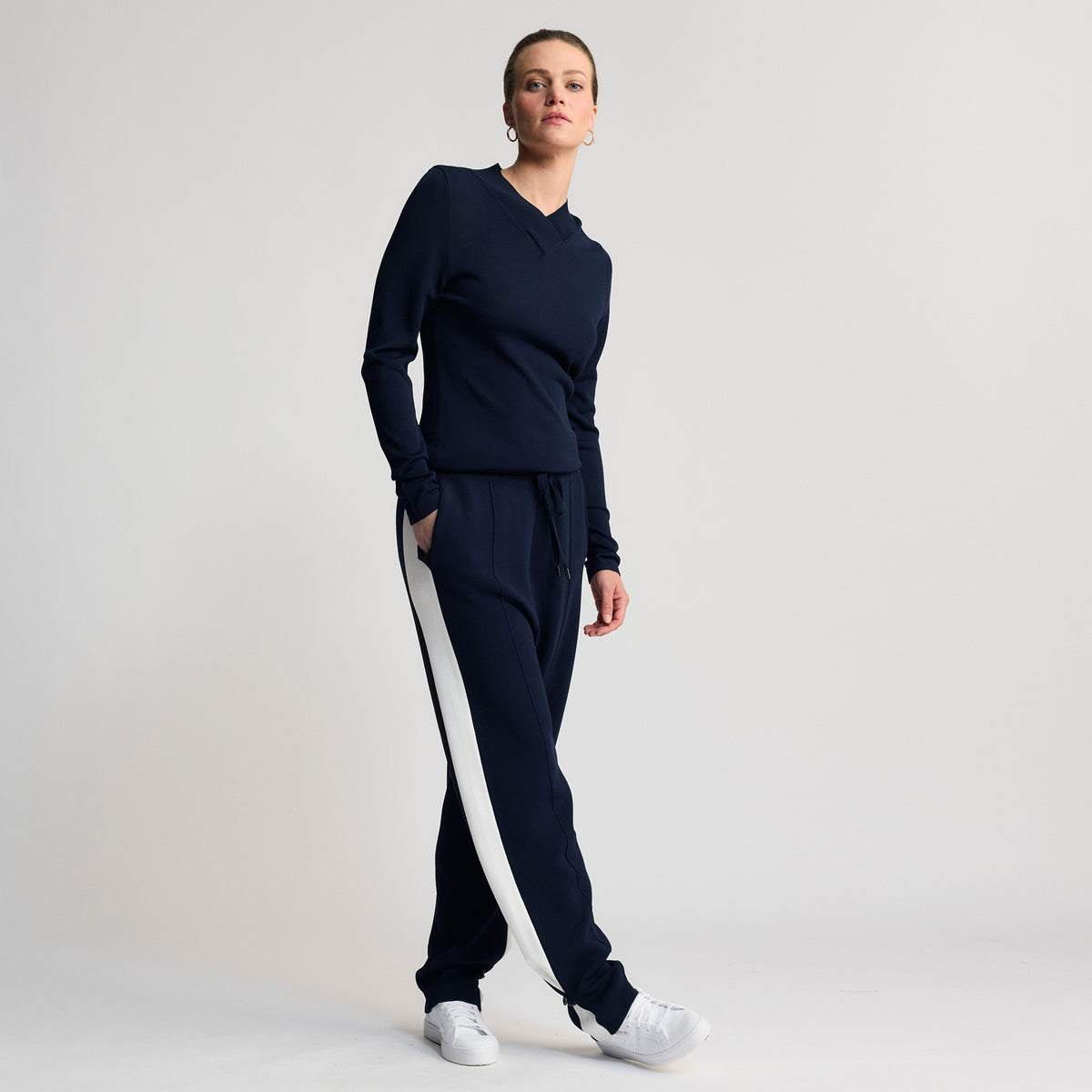 Base Layer Collar Wrap Knit | Navy